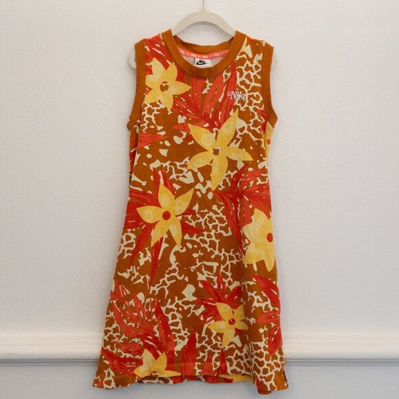 Nike Girls' Sleeveless Floral Dress Size Small 100% Cotton Summer Playwear - Picture 1 of 4